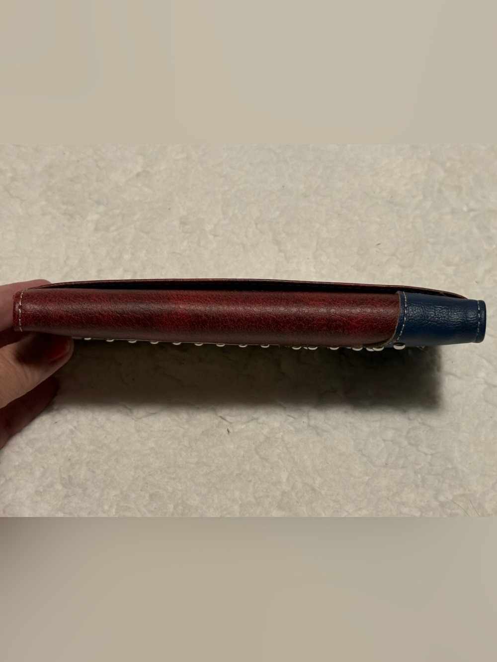 ❤️SOLD❤️ Rustic Red, White & Blue Texas inspired Studded Leather Wallet - Picture 3 of 5